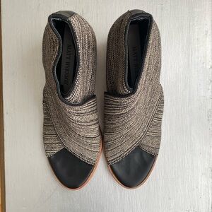 Matt Bergson Jette Black/Off-White Open Toe Ankle Booties